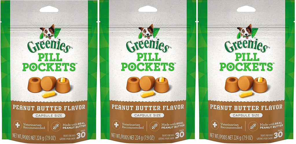 Greenies Pill Pockets Peanut Butter Flavor Capsule Size Dog Treats