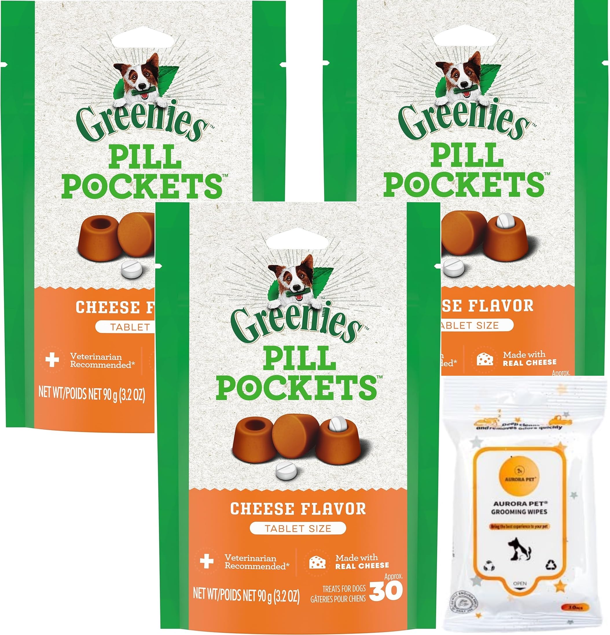 Greenies Pill Pockets Cheese Flavor Dog Treats 3.2 oz (Pack of 3)