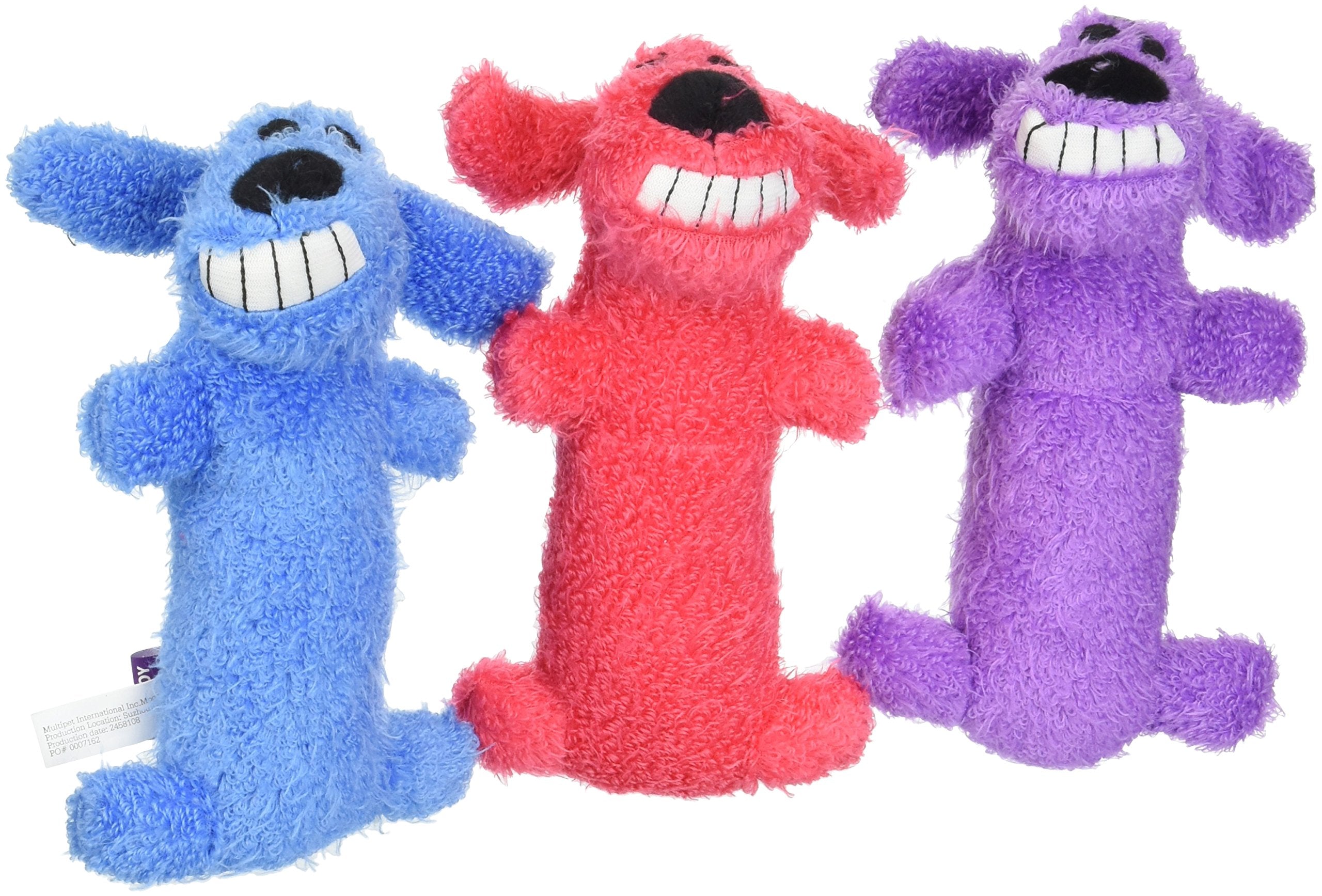 Multipet Mini Plush Loofa Dog Toy 6-Inch (Pack of 3)