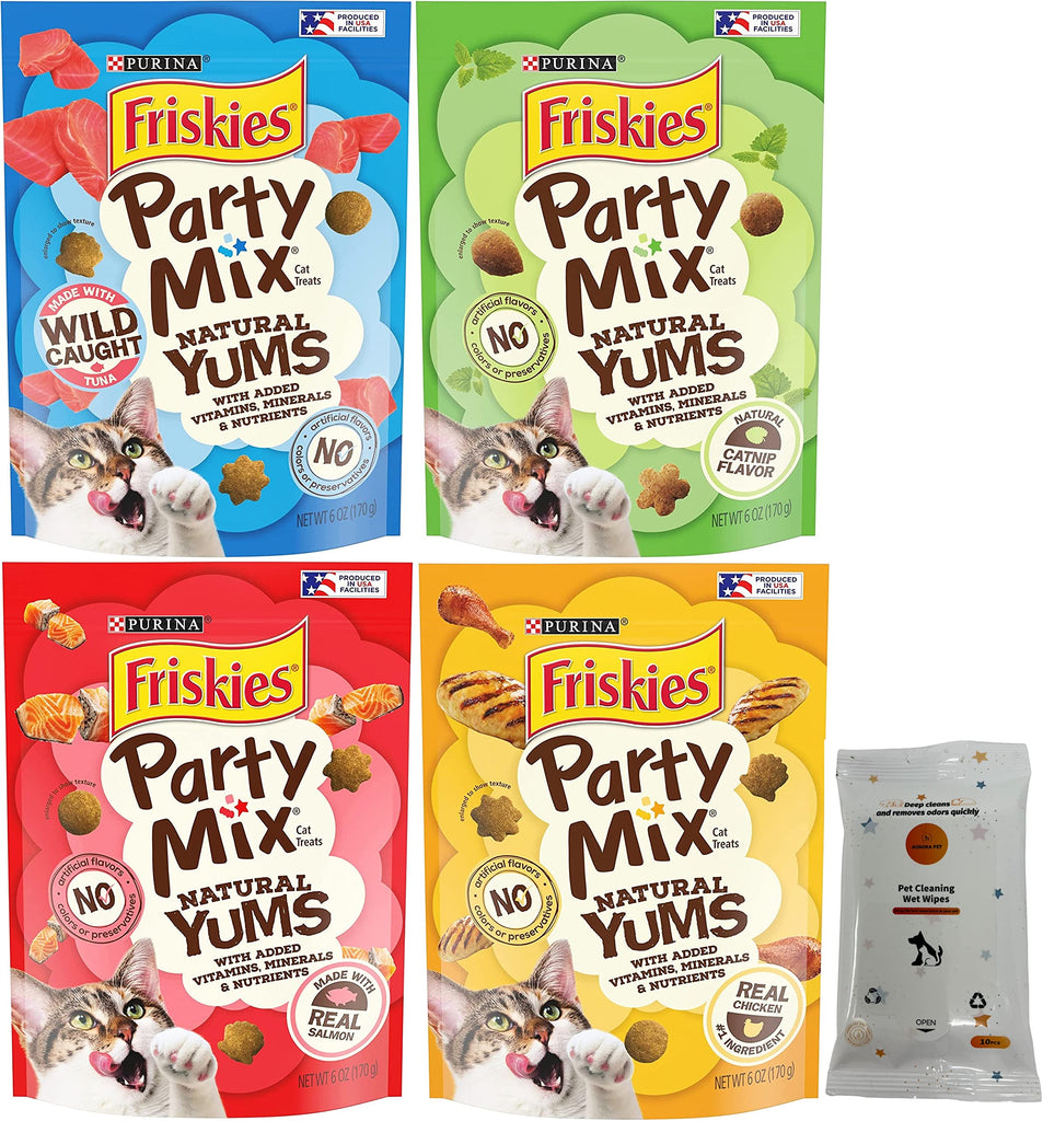 Friskies Party Mix Natural YUMS Cat Treats (Chicken, Salmon, Tuna and Catnip) 6-oz Bags