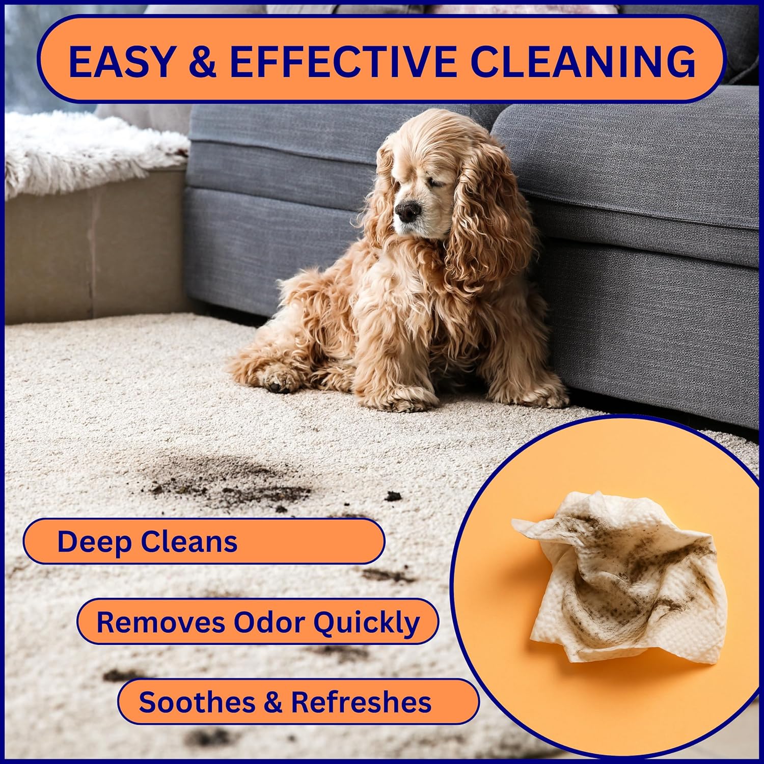 Aurora Pet Wipes – 100% Natural, Plant-Based Hypoallergenic Grooming Wipes for Dogs & Cats – Extra-Durable, Large & Thick for Effortless Cleaning