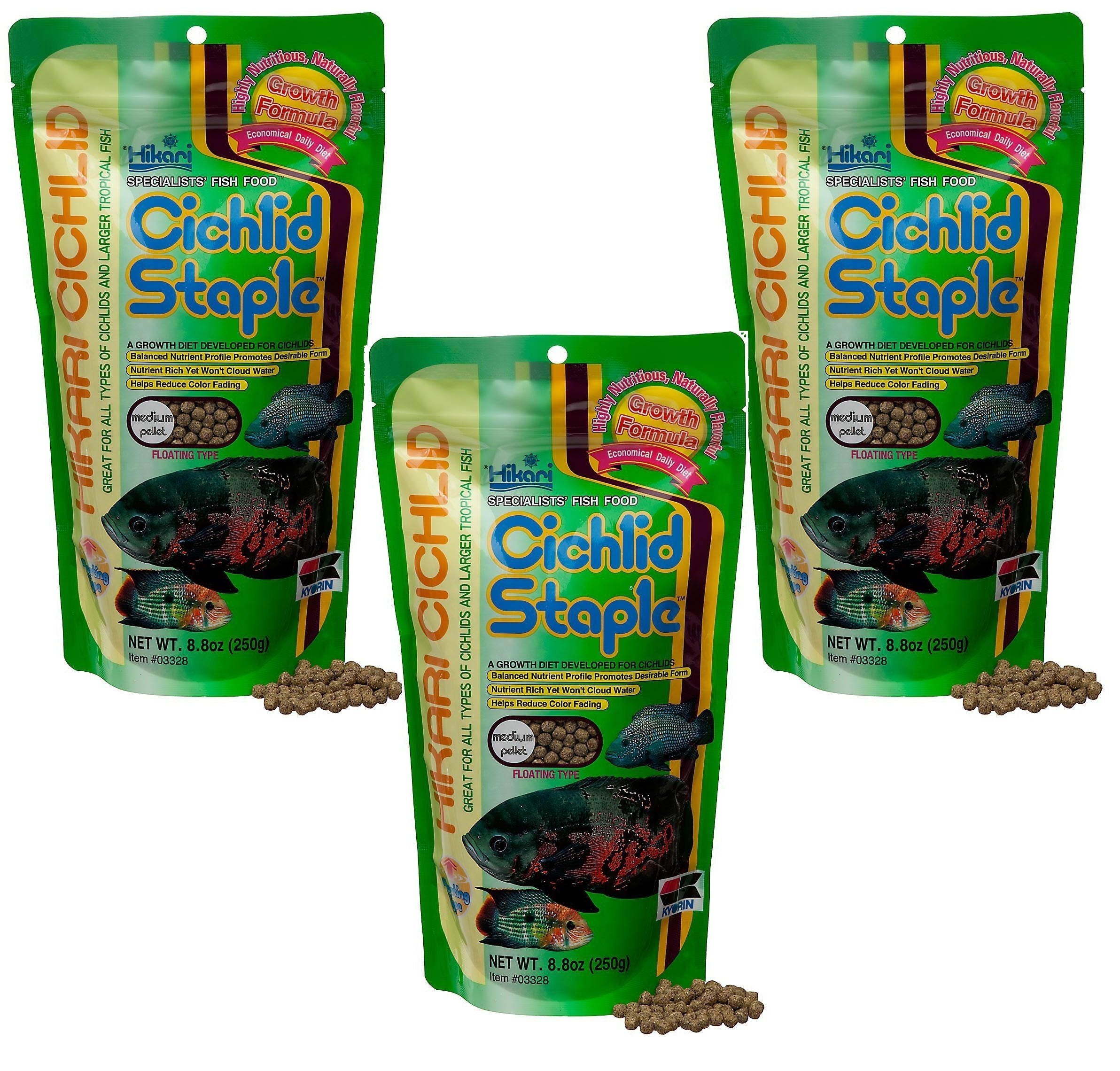 Hikari Cichlid Staple Floating Pellets for Pets, Mini (Pack of 3)