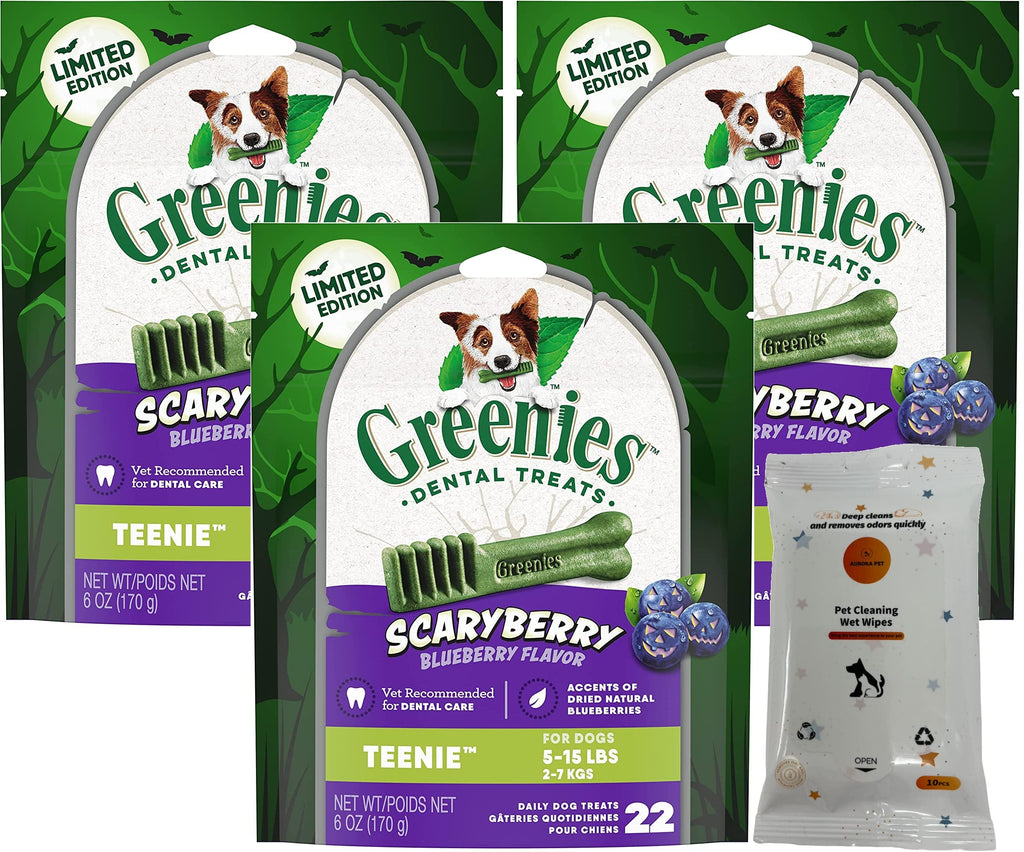 Greenies ScaryBerry Blueberry Flavor Teenie Halloween Dental Dog Chew Treats (6-oz Bags)