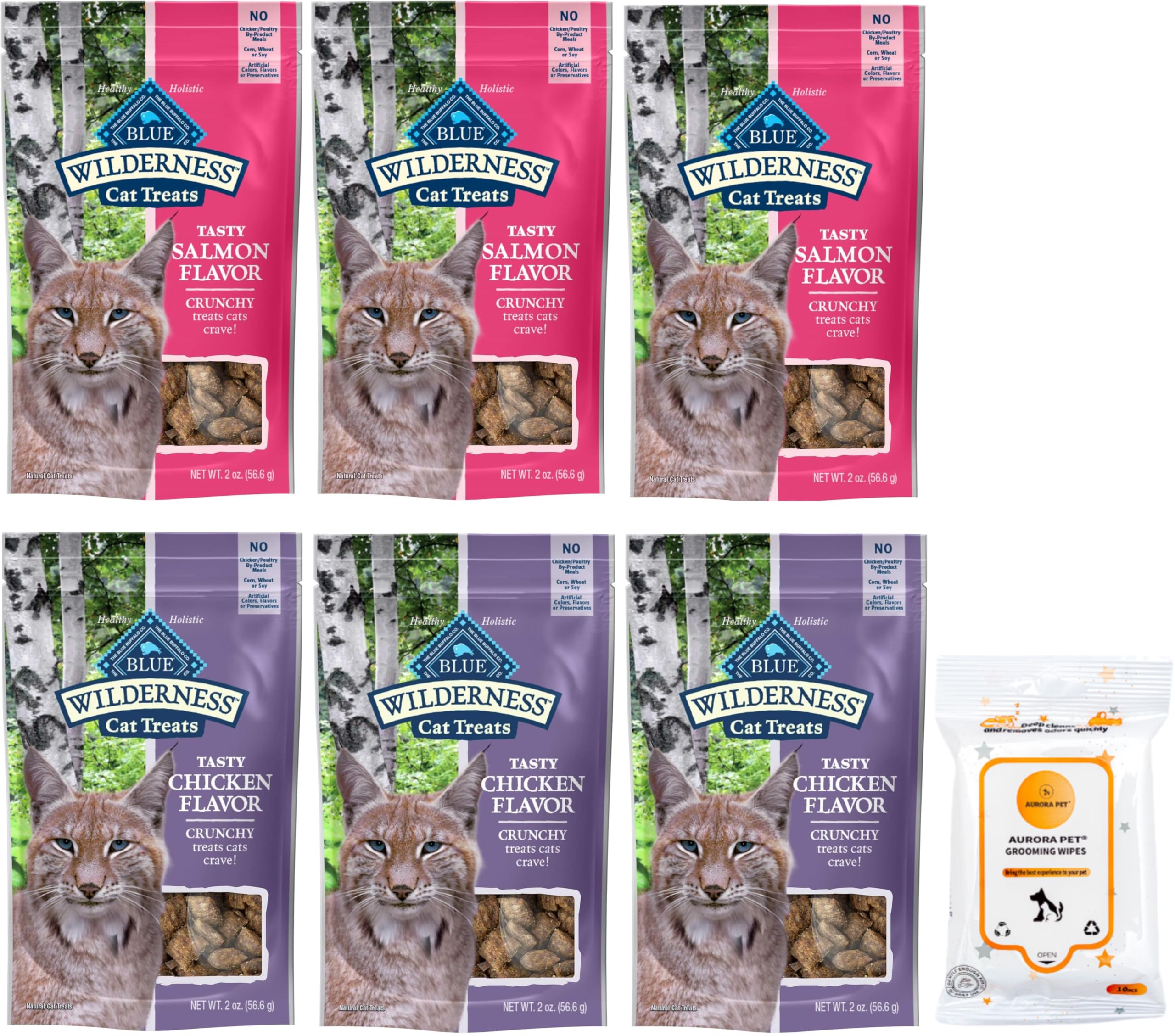 Blue Buffalo Wilderness Crunchy Cat Treats (3) Chicken (3) Salmon Flavor (2-oz Each)