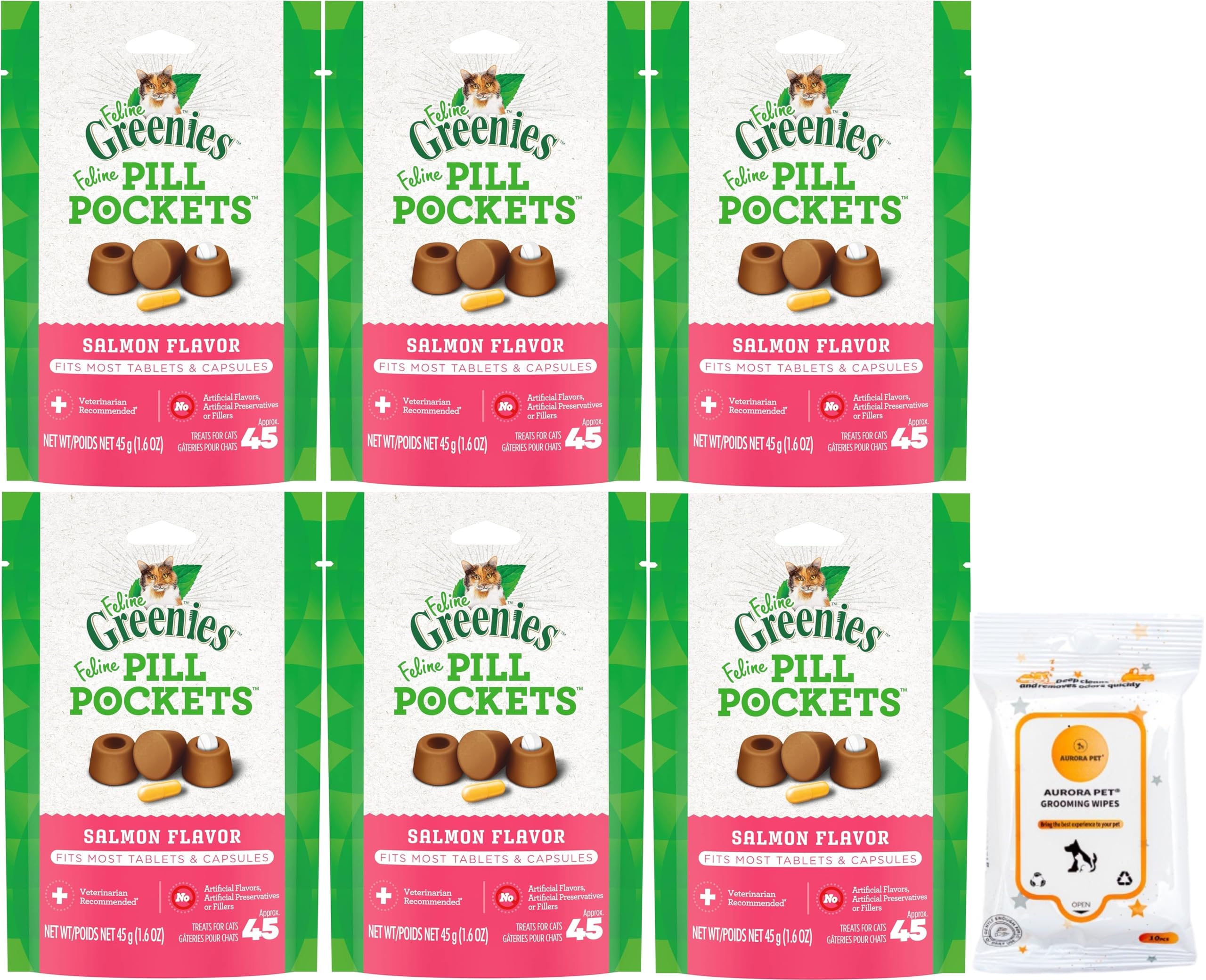 Greenies Pill Pockets Salmon Flavor Natural Soft Adult Cat Treats (1.6-oz Bags)