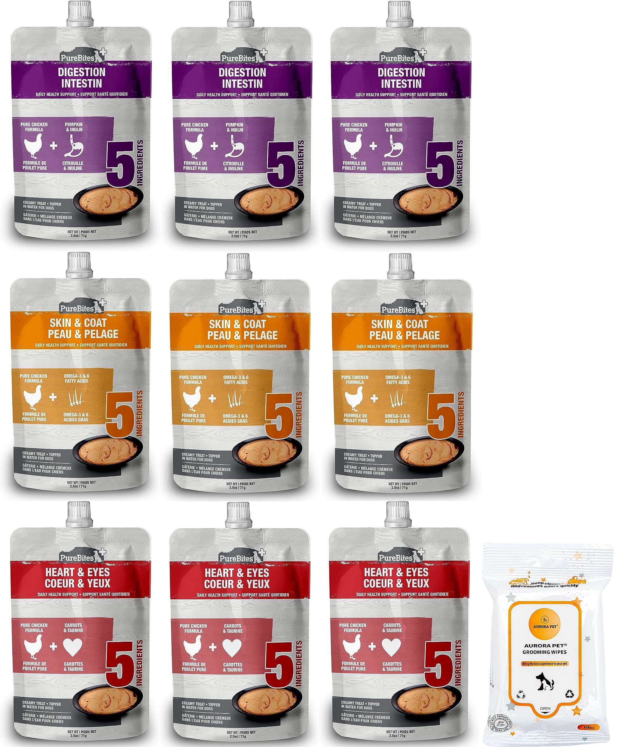 PureBites Squeezable Dog Food Toppings Variety Pack (9) 2.5-oz Each