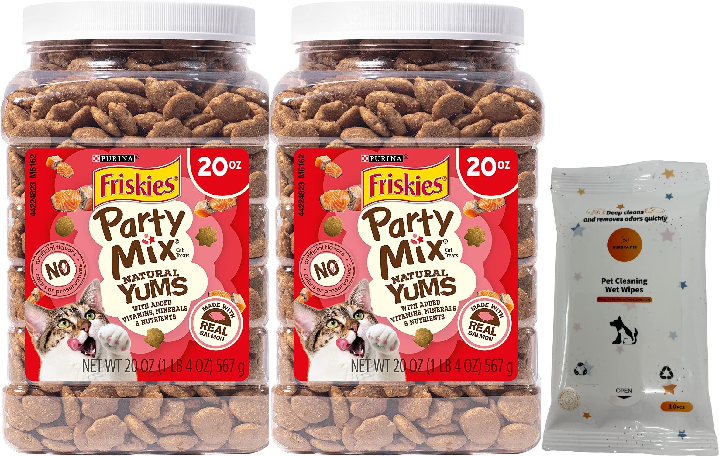 Friskies Party Mix Natural YUMS Real Salmon Flavor Crunchy Cat Treats (20-oz Each)