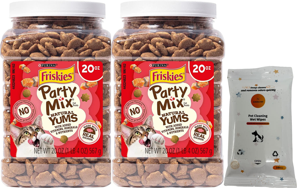 Friskies Party Mix Natural YUMS Real Salmon Flavor Crunchy Cat Treats (20-oz Each)