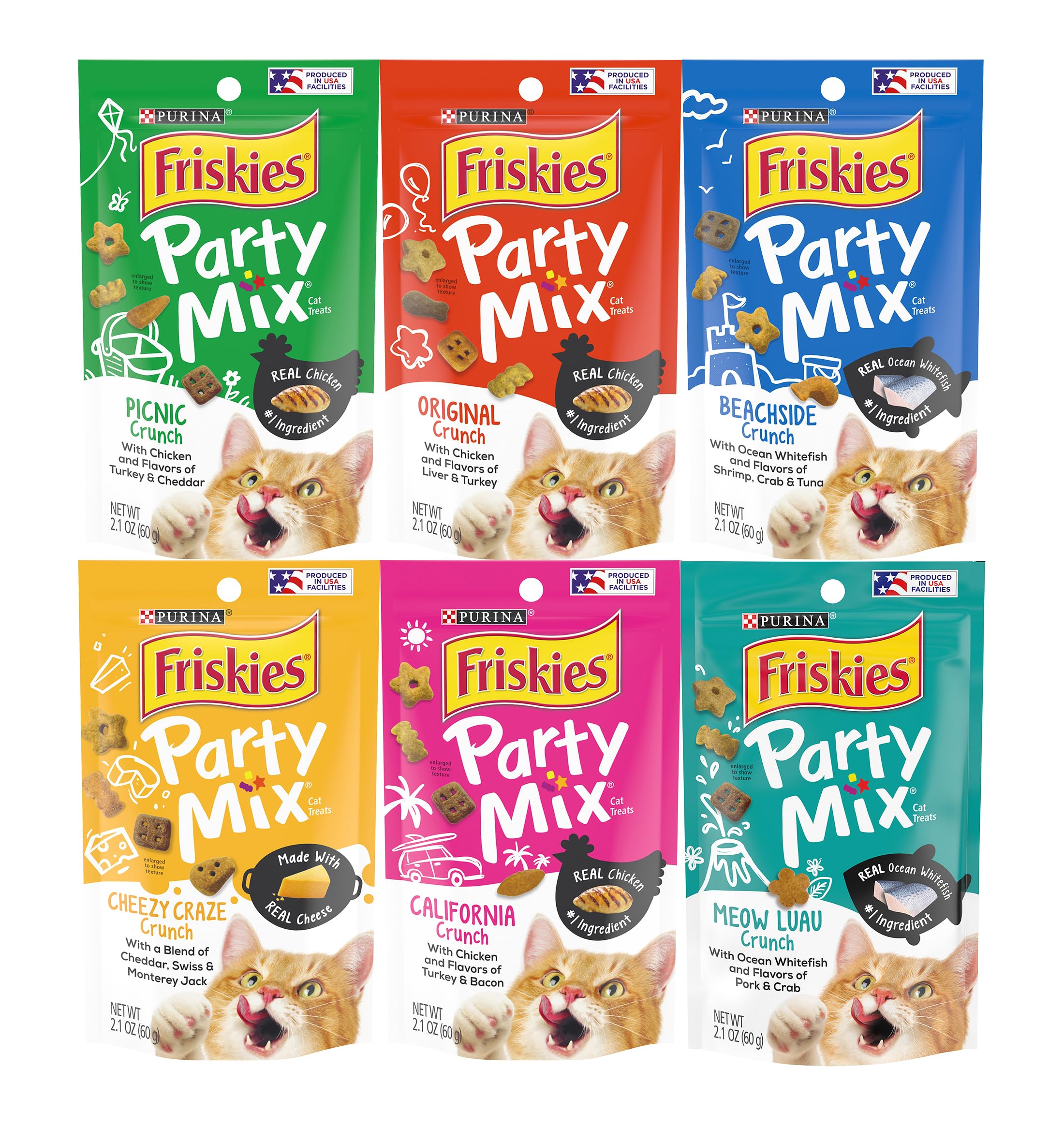 Friskies Party Mix Crunch Variety Pack (6 Fun Flavors 2.1 oz Each)