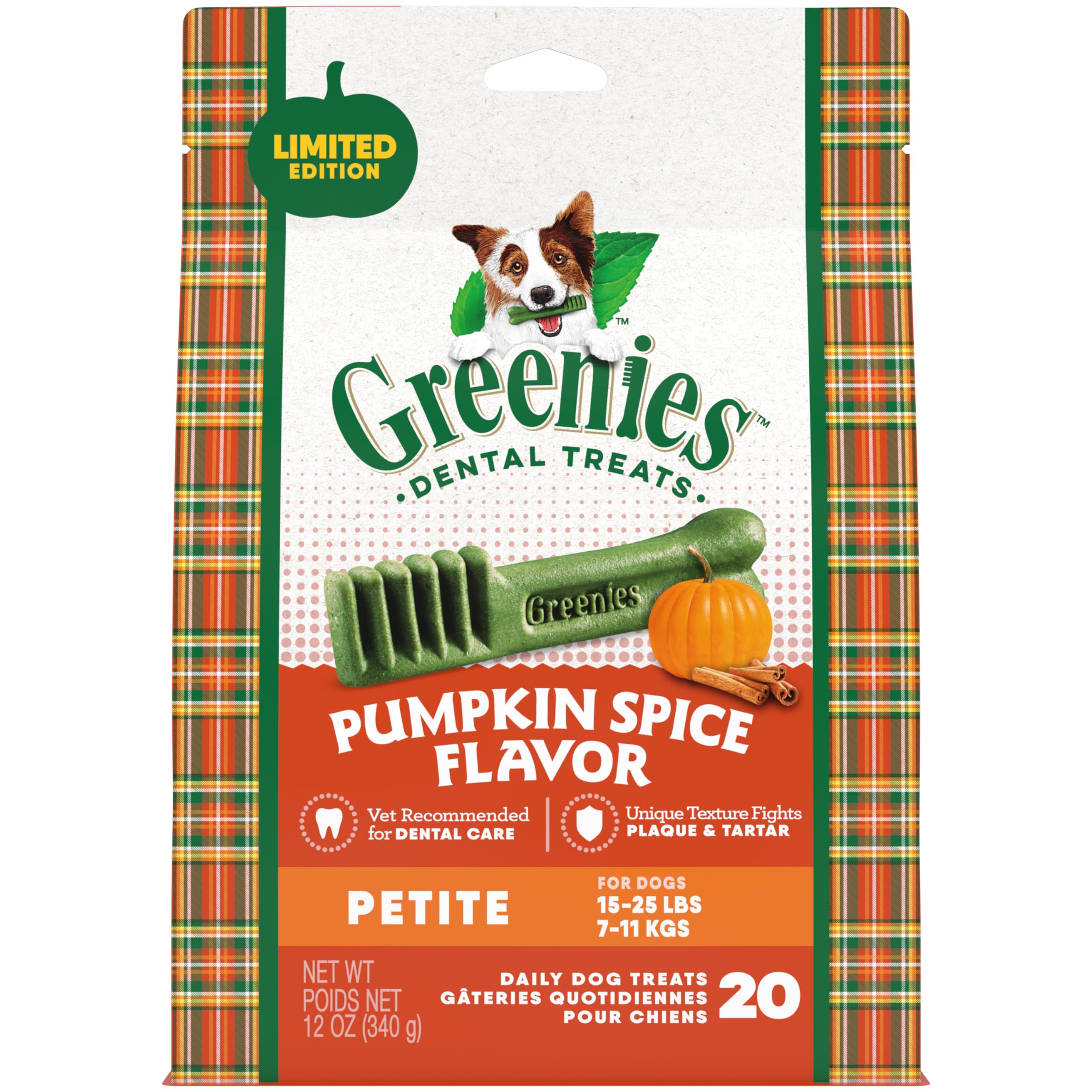 Greenies Pumpkin Spice Flavor Petite Size Dental Care Dog Chews (Limited Edition)