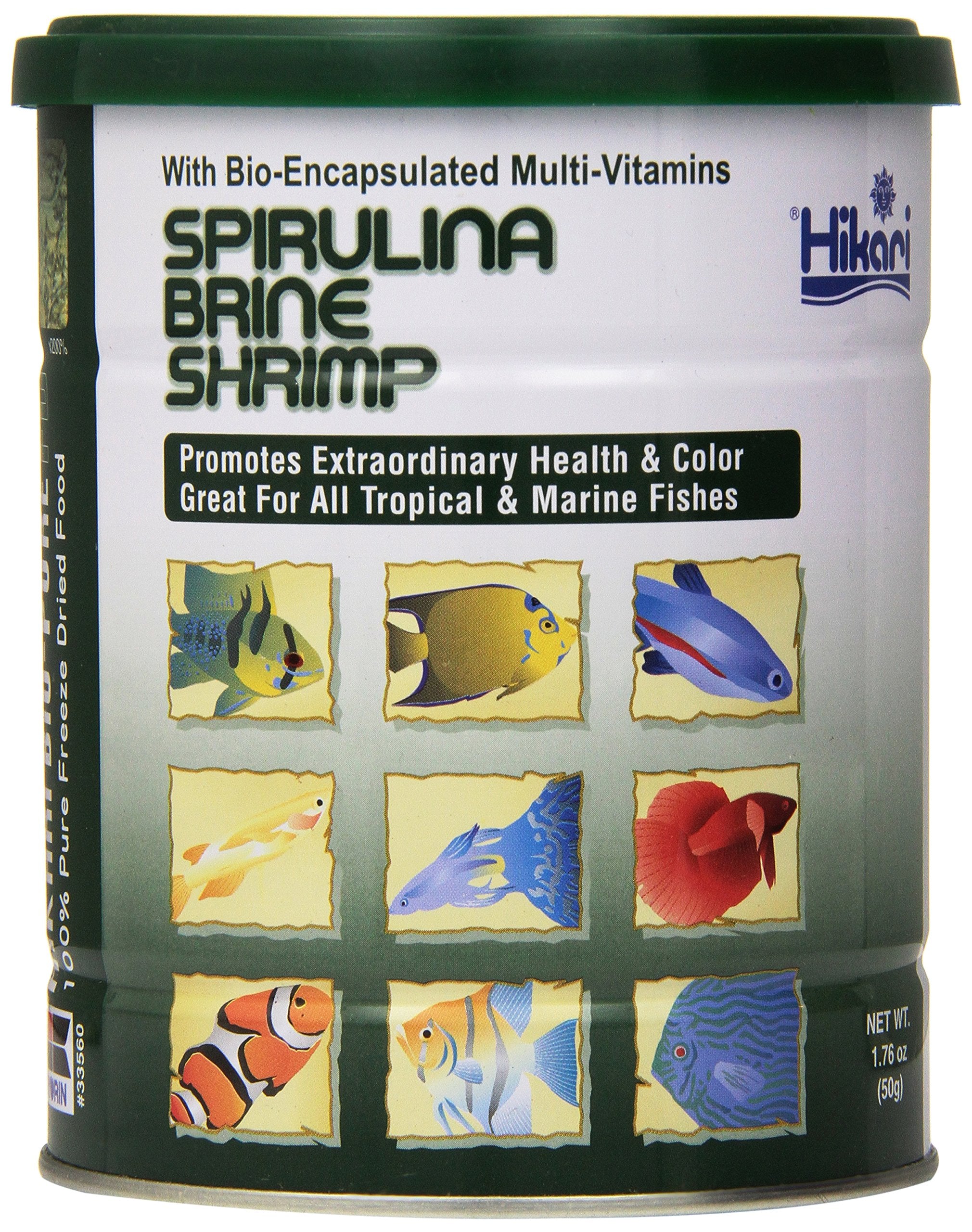 Hikari Bio-Pure Freeze Dried Spirulina Brine Shrimp Cubes for Pets, 1.76-Ounce