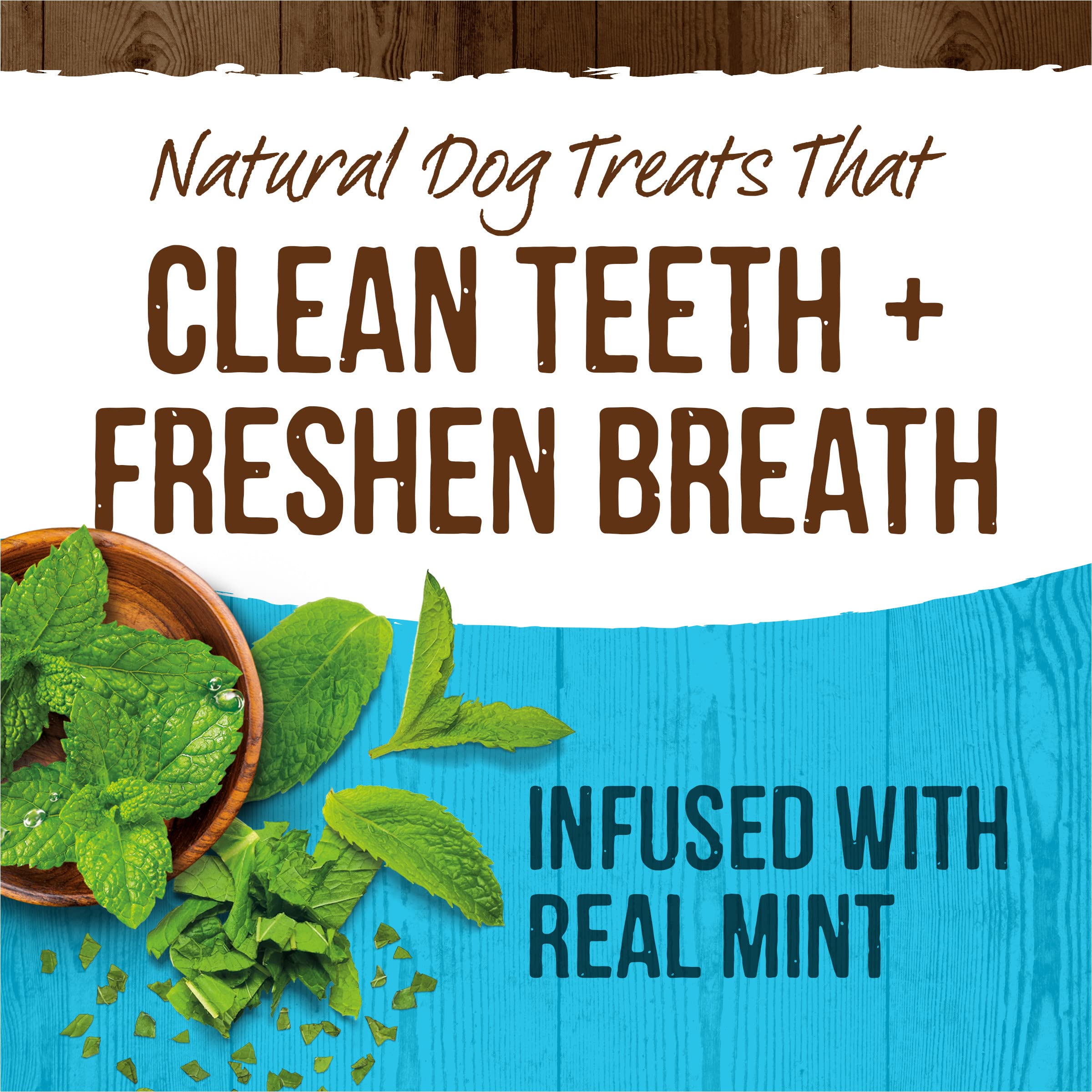 Merrick Fresh Kisses Natural Dental Chews Toothbrush Shape Treat Infused with Real Mint Medium Dogs