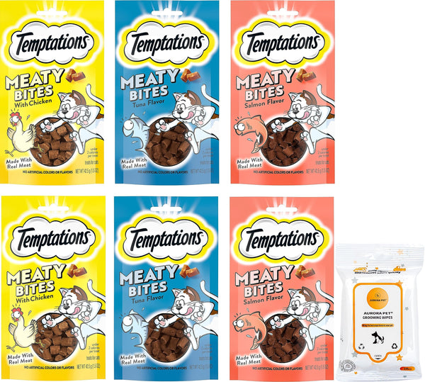 Temptations Meaty Bites Soft & Savory Cat Treats (2) Chicken (2) Salmon (2) Tuna (1.5-oz Each)