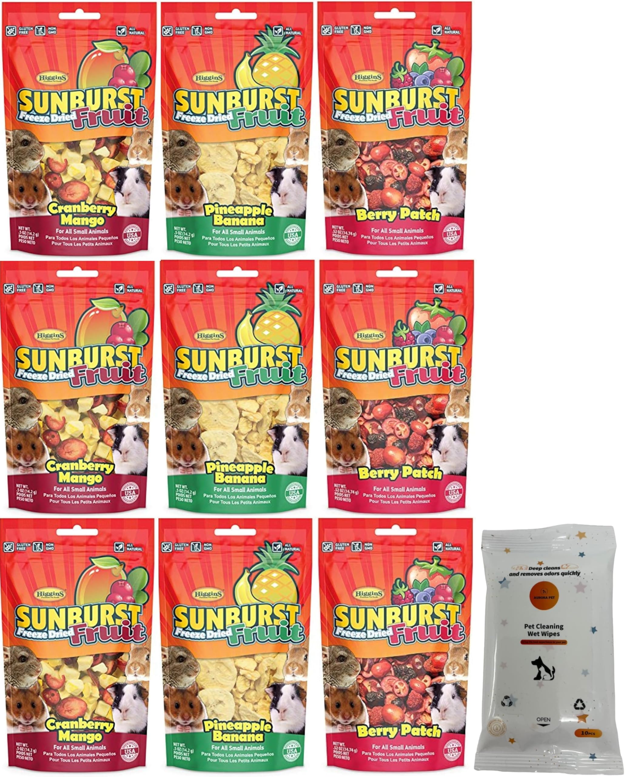 Higgins Sunburst Freeze Dried Fruit Small Animal Treats (3) Berry Patch (3) Cranberry Mango (3) Pineapple Banana