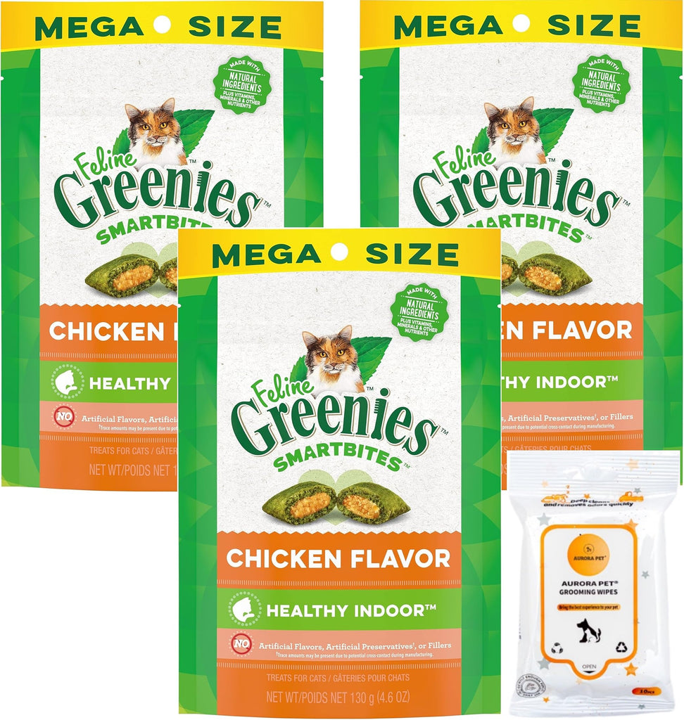 Greenies SmartBites Healthy Indoor Natural Chicken Flavor Soft & Crunchy Cat Treats (Pack of 3)