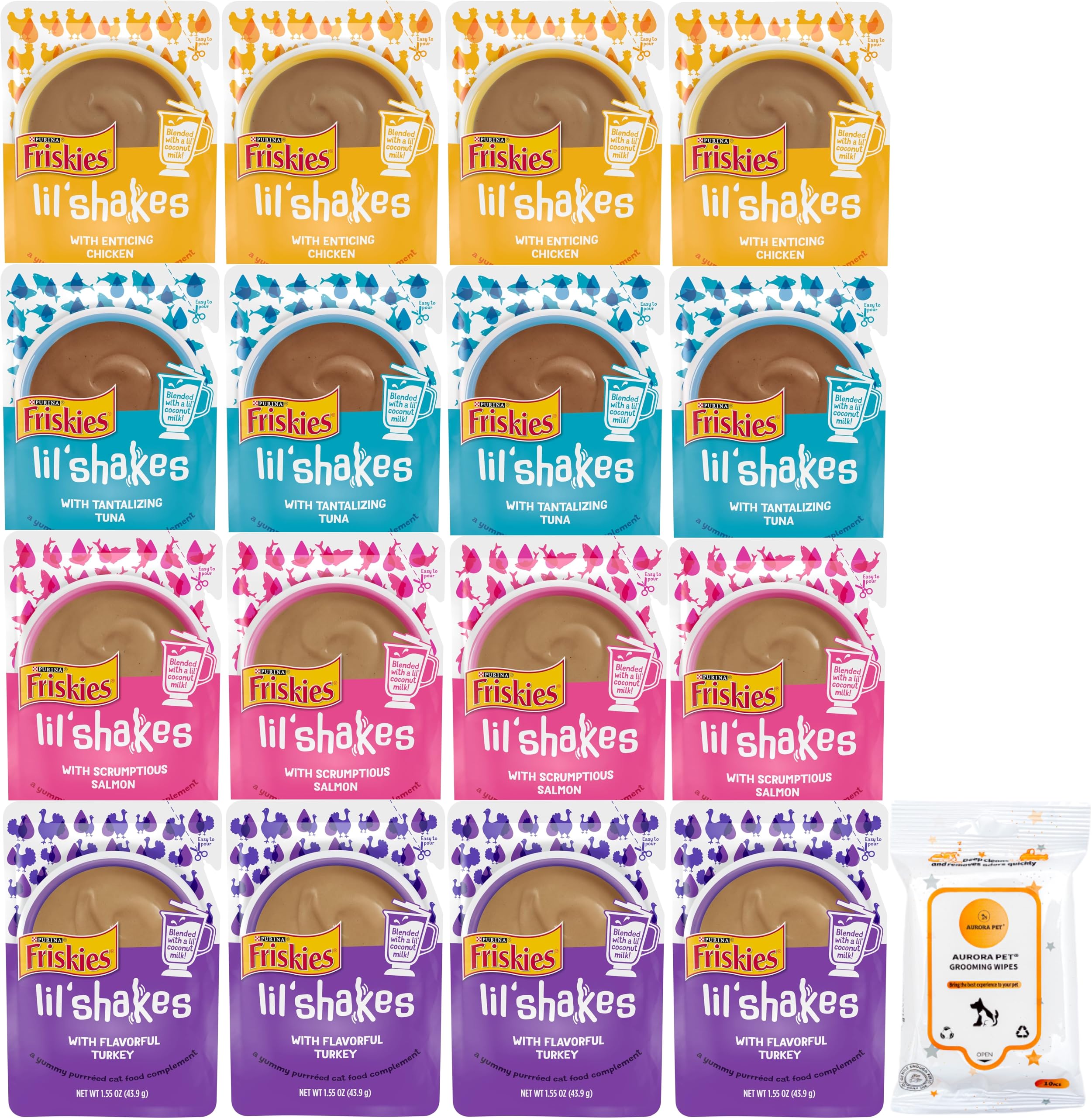 Friskies Lil' Shakes Pureed Topper Lickable Cat Food Variety (1.55-oz Each)