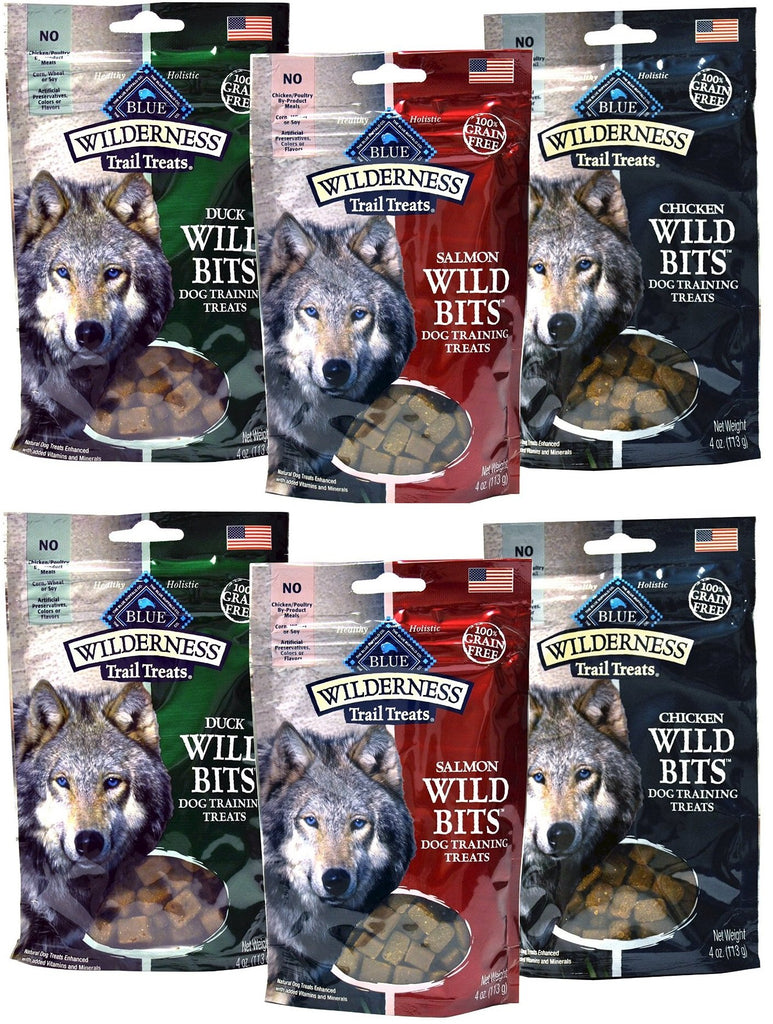 Blue Buffalo Wilderness Trail Treats Grain-Free Wild Bits Dog Treats - 3 Flavors (Pack of 6)