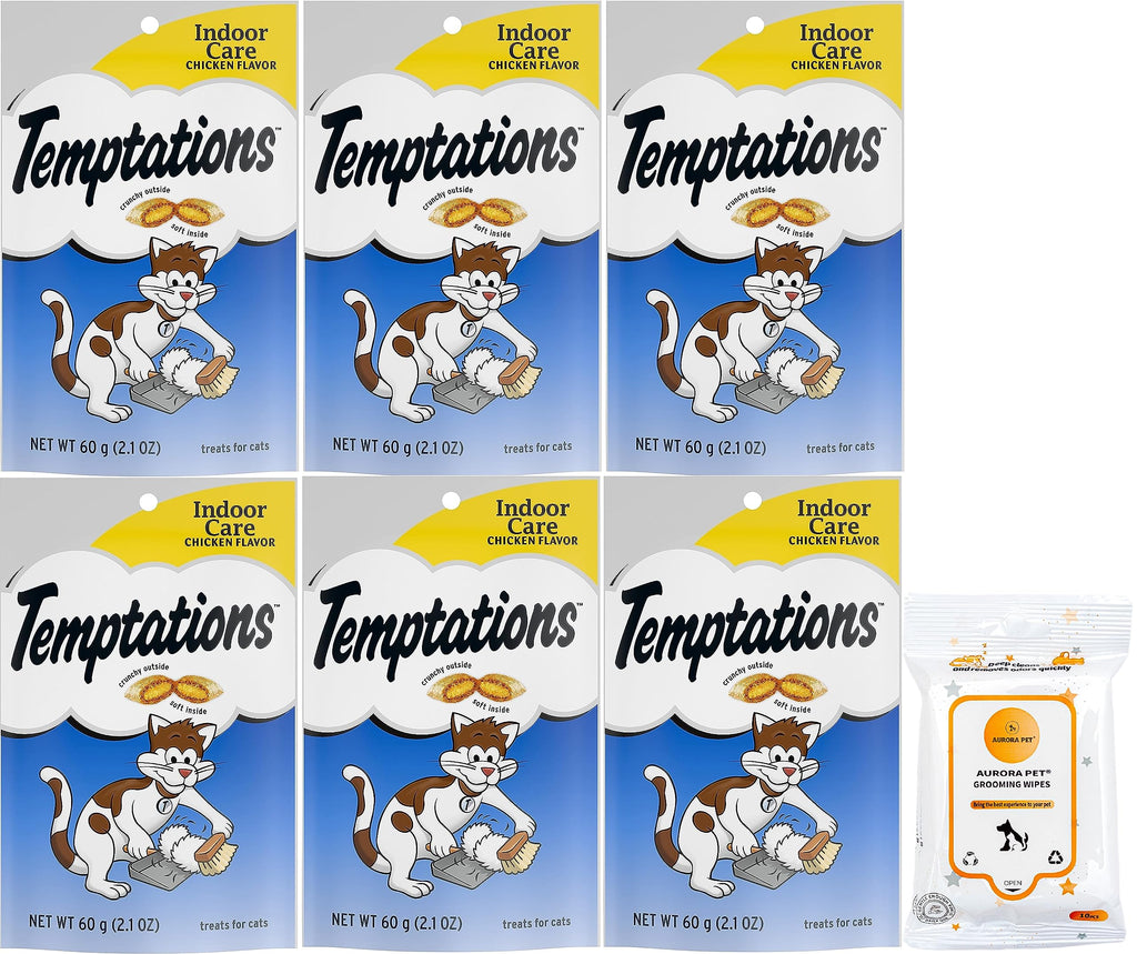 Temptations Indoor Care Chicken Flavor Cat Treats 2.1 oz (Pack of 6)