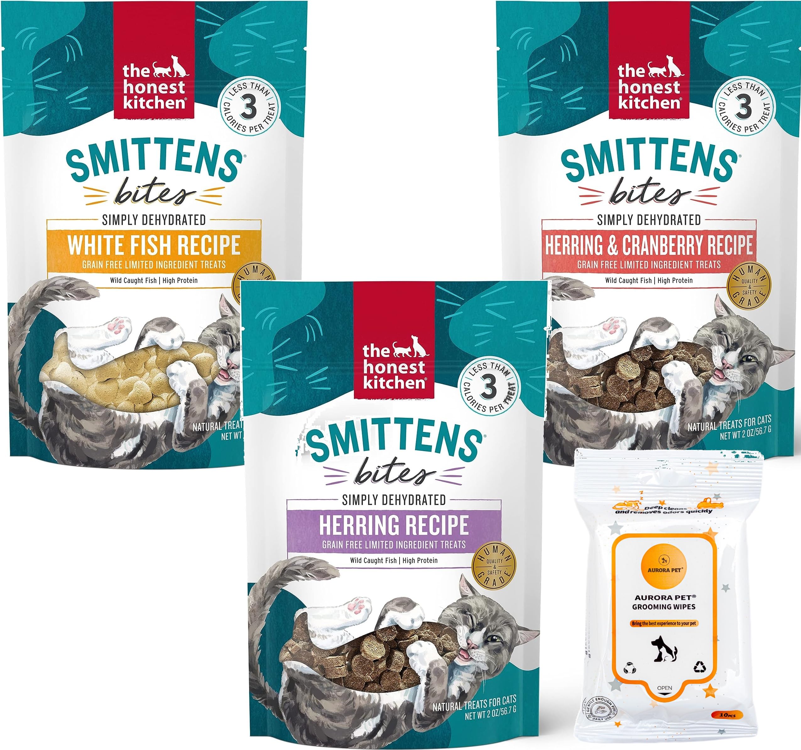 The Honest Kitchen Smittens Bites Heart-Shaped Cat Treats Variety Pack