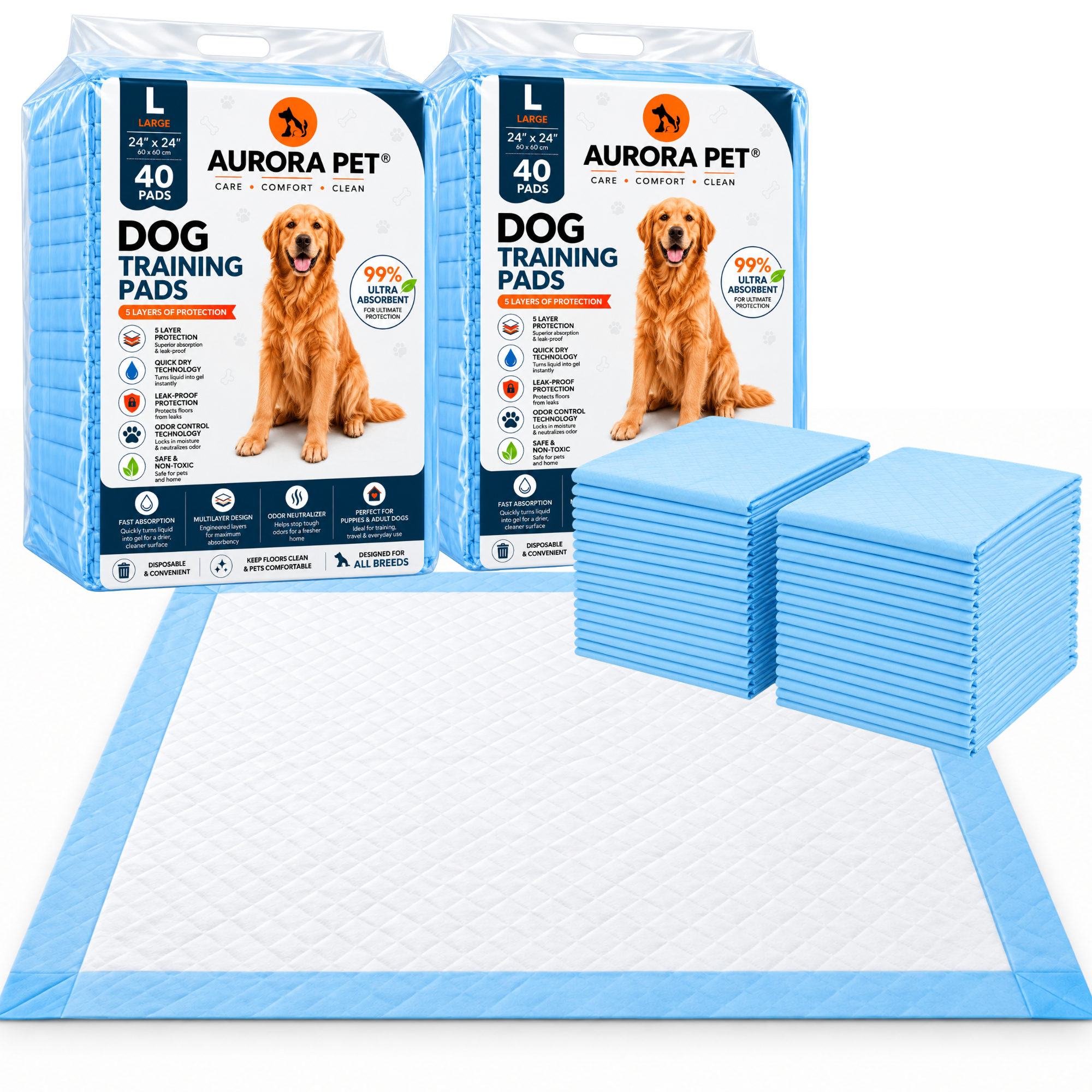Aurora Pet Large 80 Count Puppy Pee Pads - Main Product Image | AP-L80