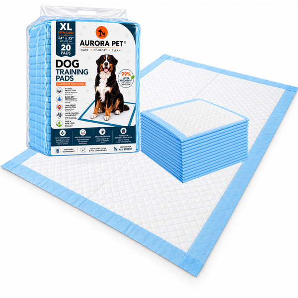 Aurora Pet Ultra-Absorbent Puppy Pee Pads – Leak-Proof, Quick-Dry, Disposable Potty Training Pads for Puppies & Dogs – Blue & White