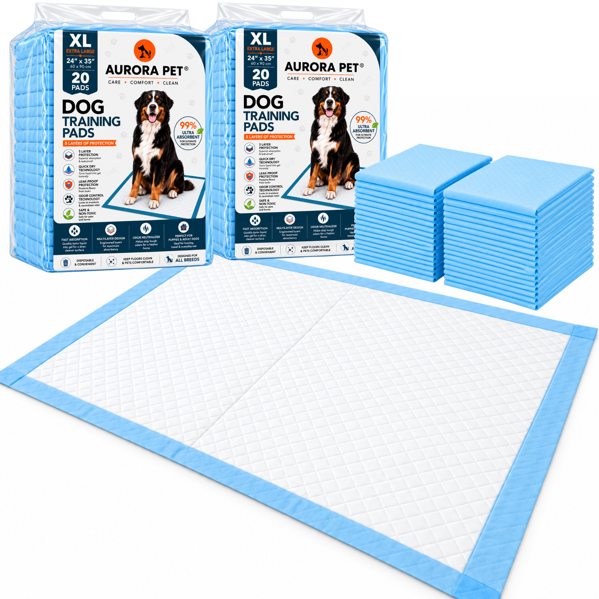 Aurora Pet X-Large 40 Count Puppy Pee Pads - Main Product Image | AP-XL40