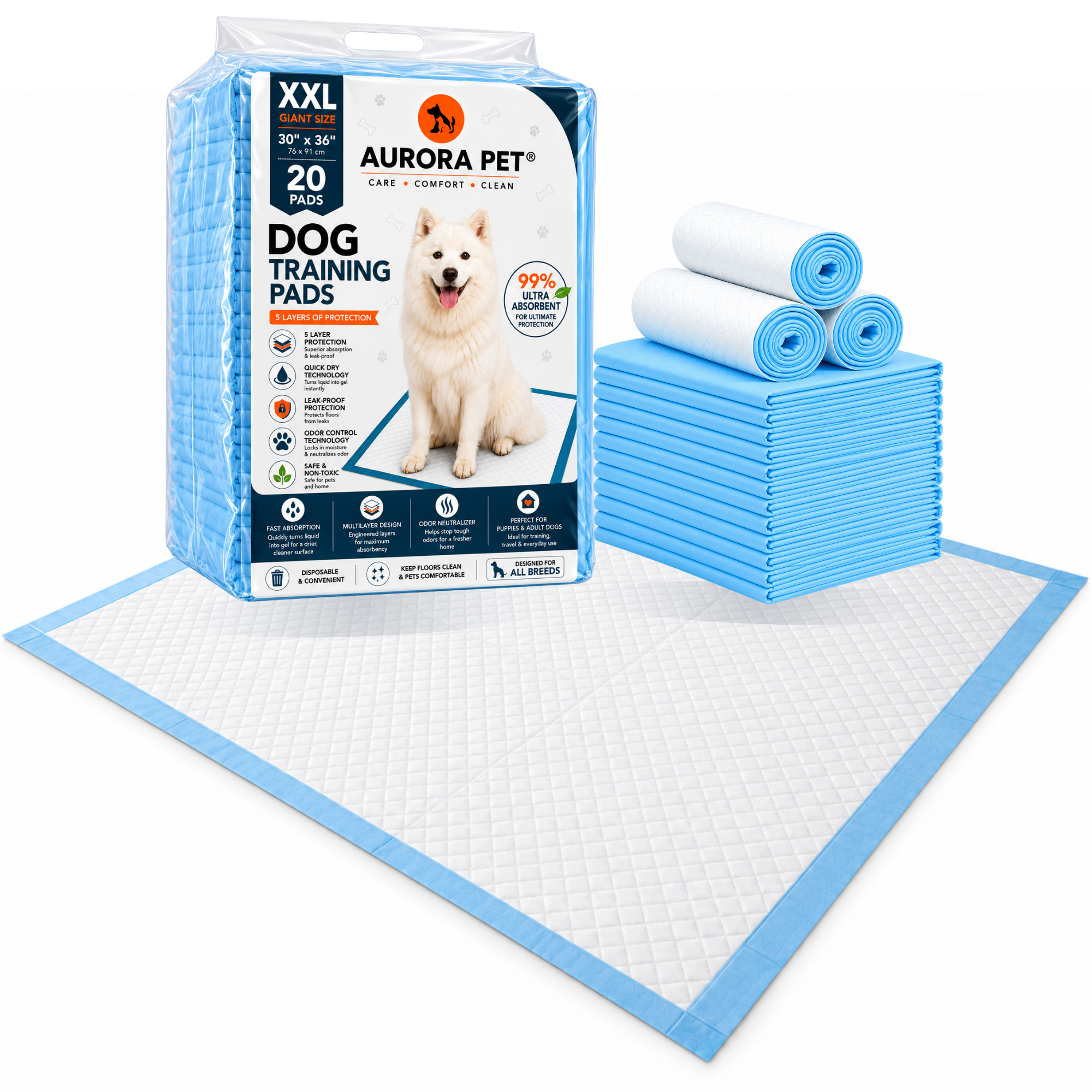 Aurora Pet XX-Large 20 Count Puppy Pee Pads - Main Product Image | AP-XXL20